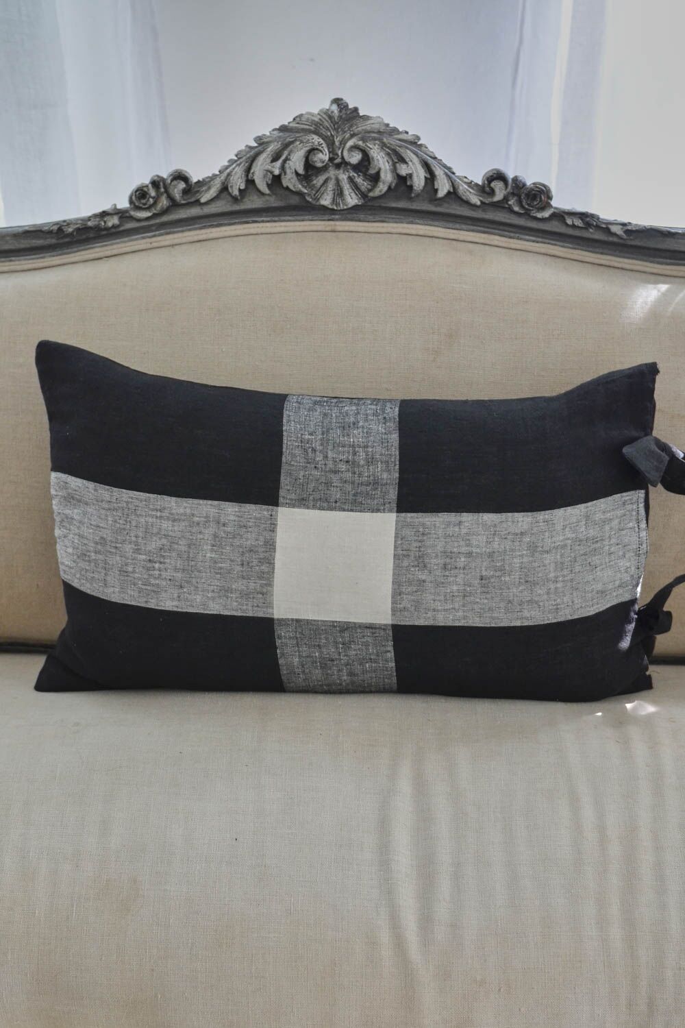 Chambray Linen Cross Cushion