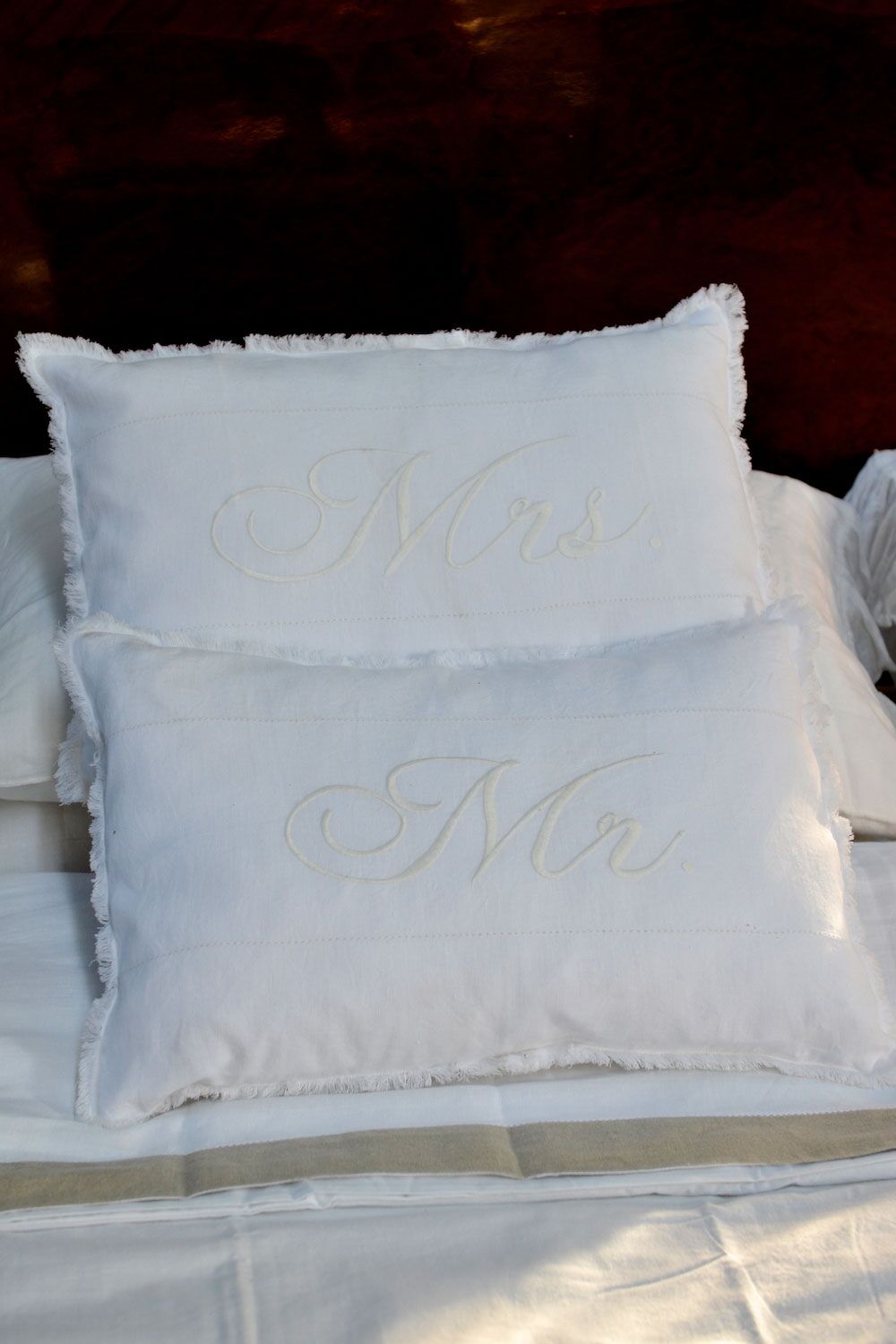 Mr.& Mrs.<br> Bed Cushions Set of 2 - Image 3