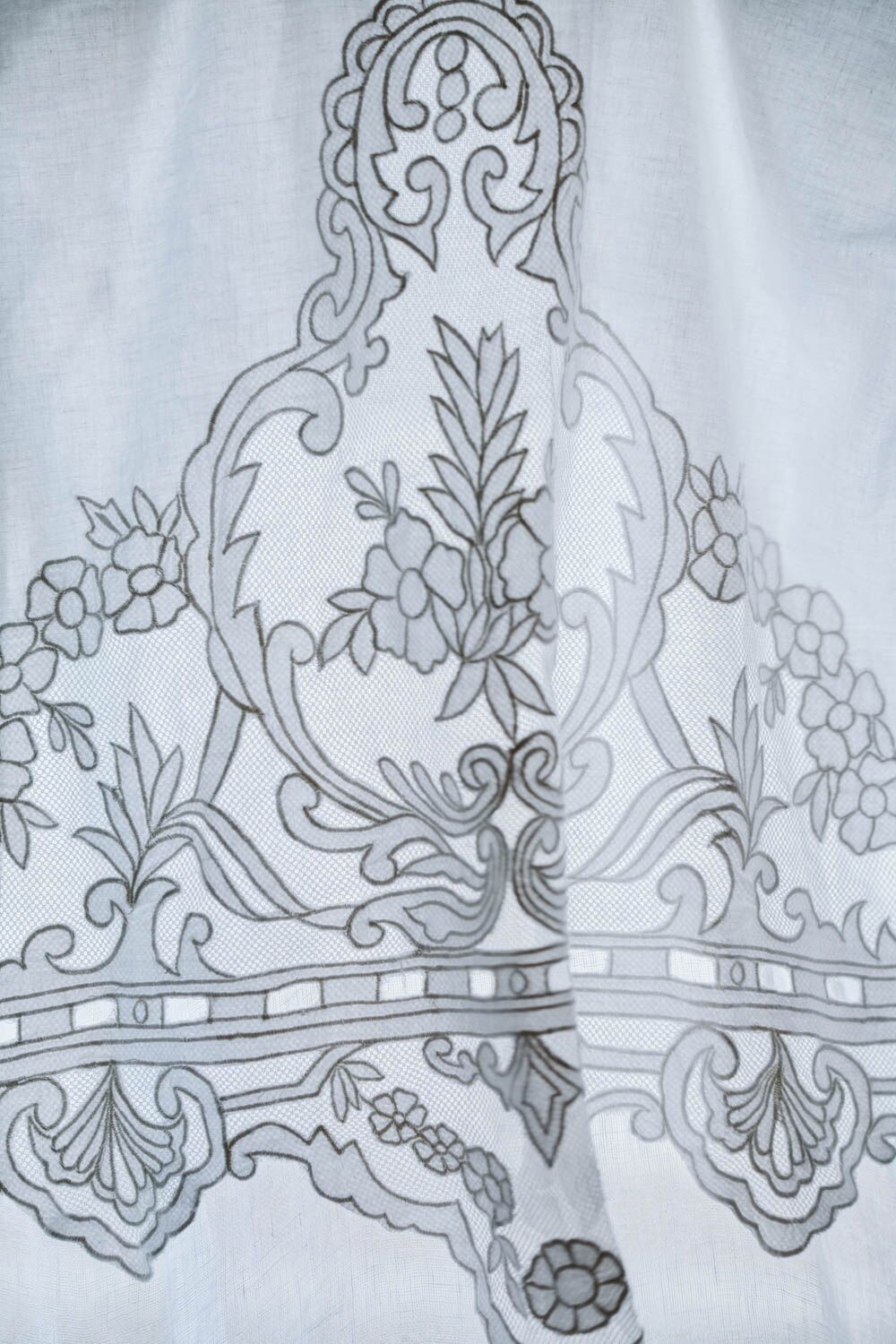 Linen Voile Curtain with Lace Valance for Small Windows - Image 4