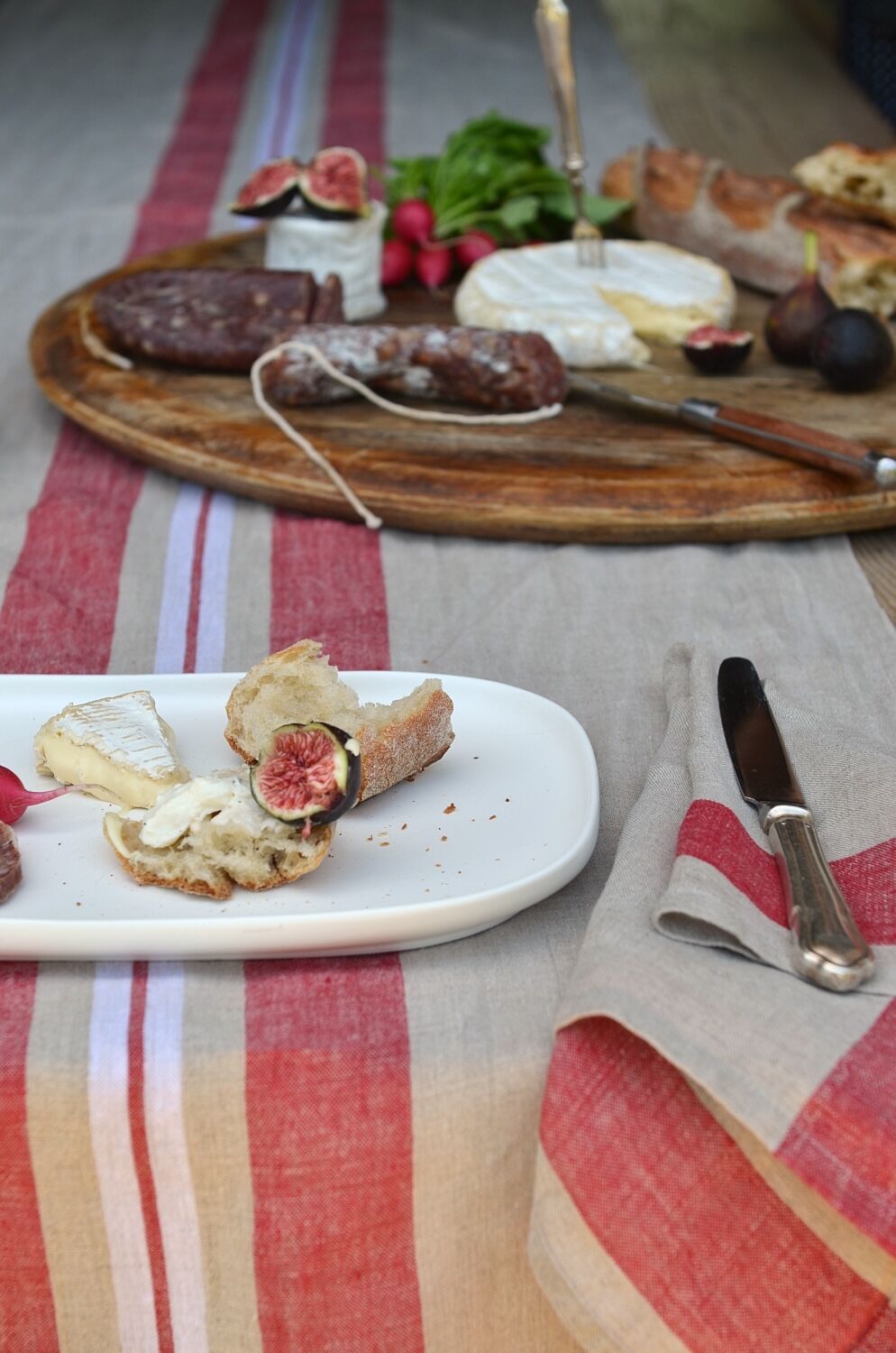 French Country Red Linen<br>Table Runner - Image 4