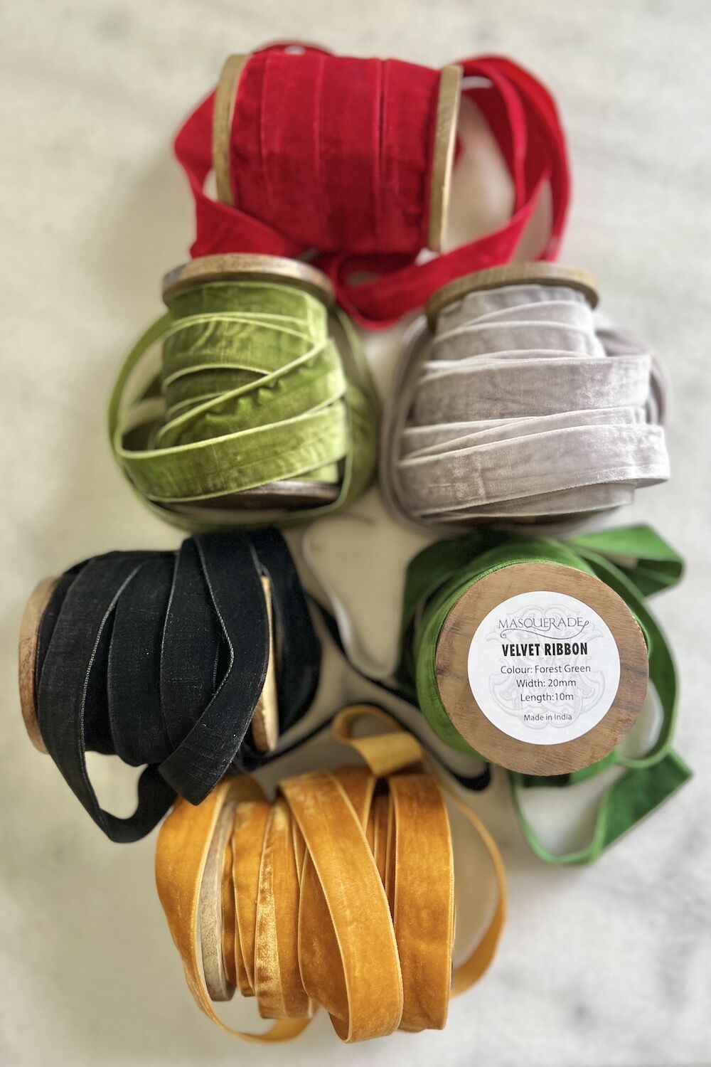 Velvet Ribbon 20mm Wide on Wooden Spool