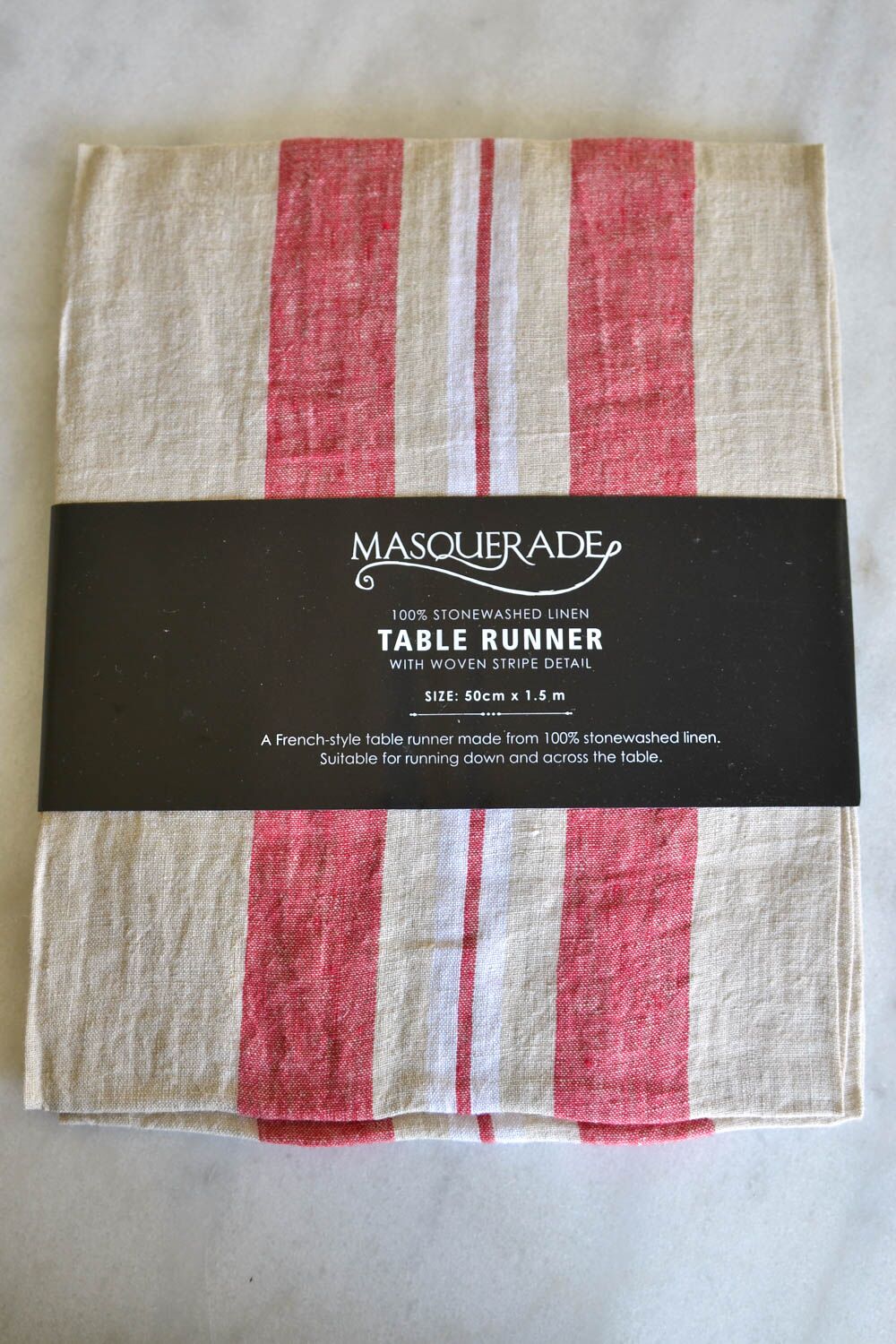 French Country Red Linen<br>Table Runner - Image 2