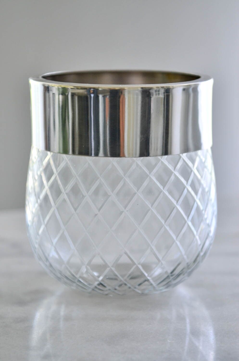 Silver Rim Diamond Cut Vase - Image 2