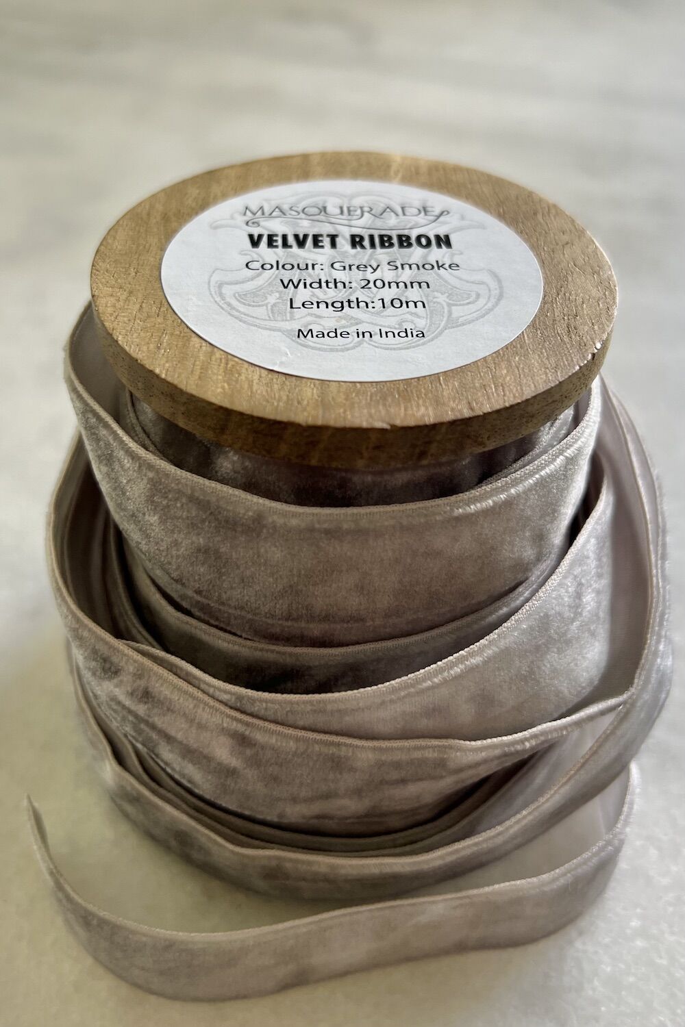 Velvet Ribbon 20mm Wide on Wooden Spool - Image 3
