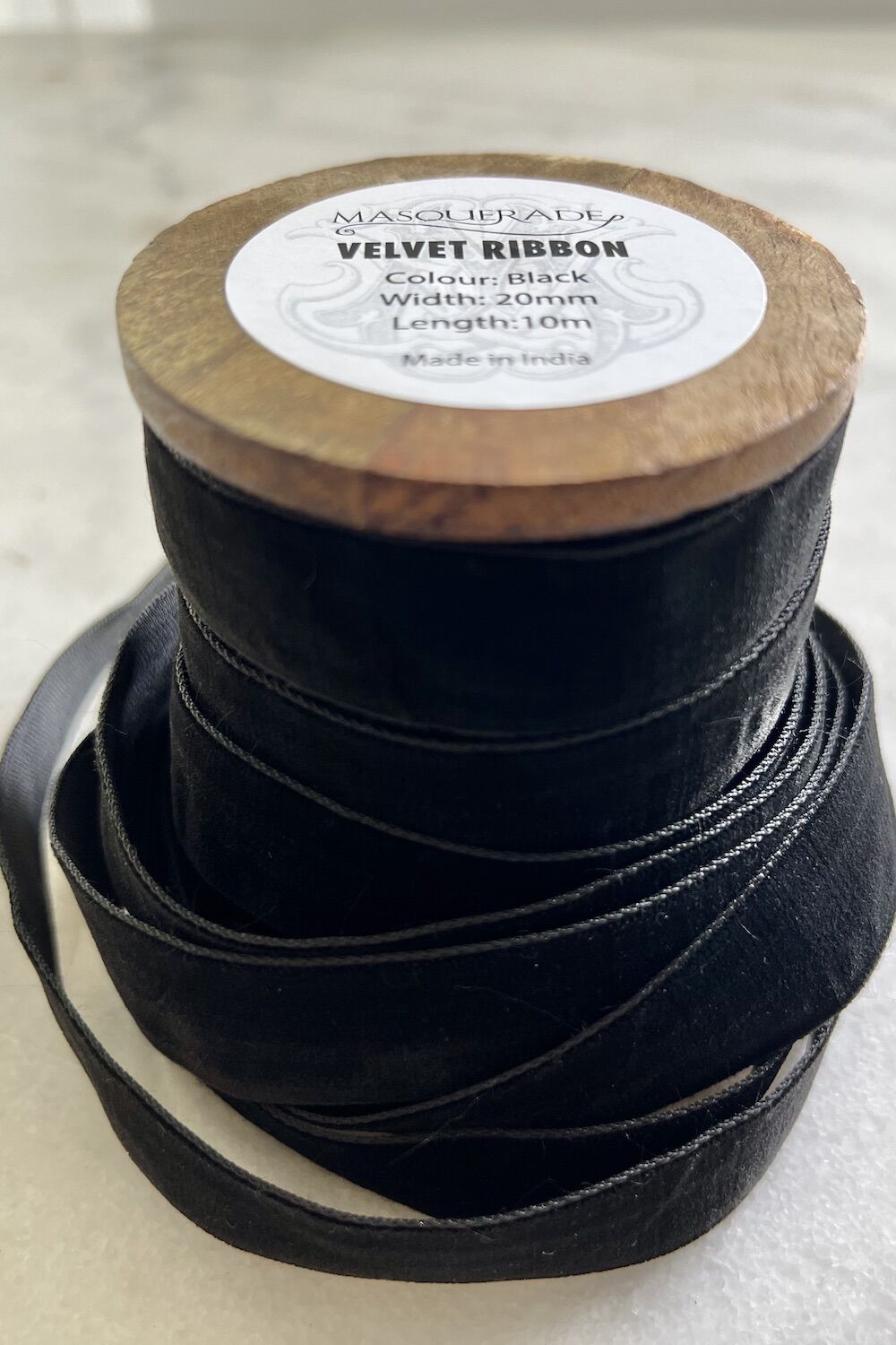 Velvet Ribbon 20mm Wide on Wooden Spool - Image 4