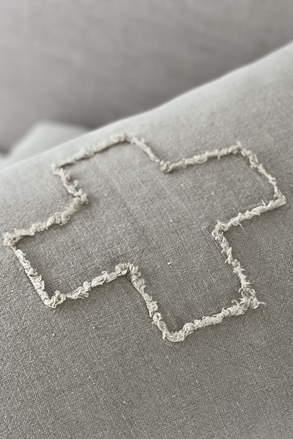 Natural Linen Pillowcases with Applique Swiss Cross - Image 5