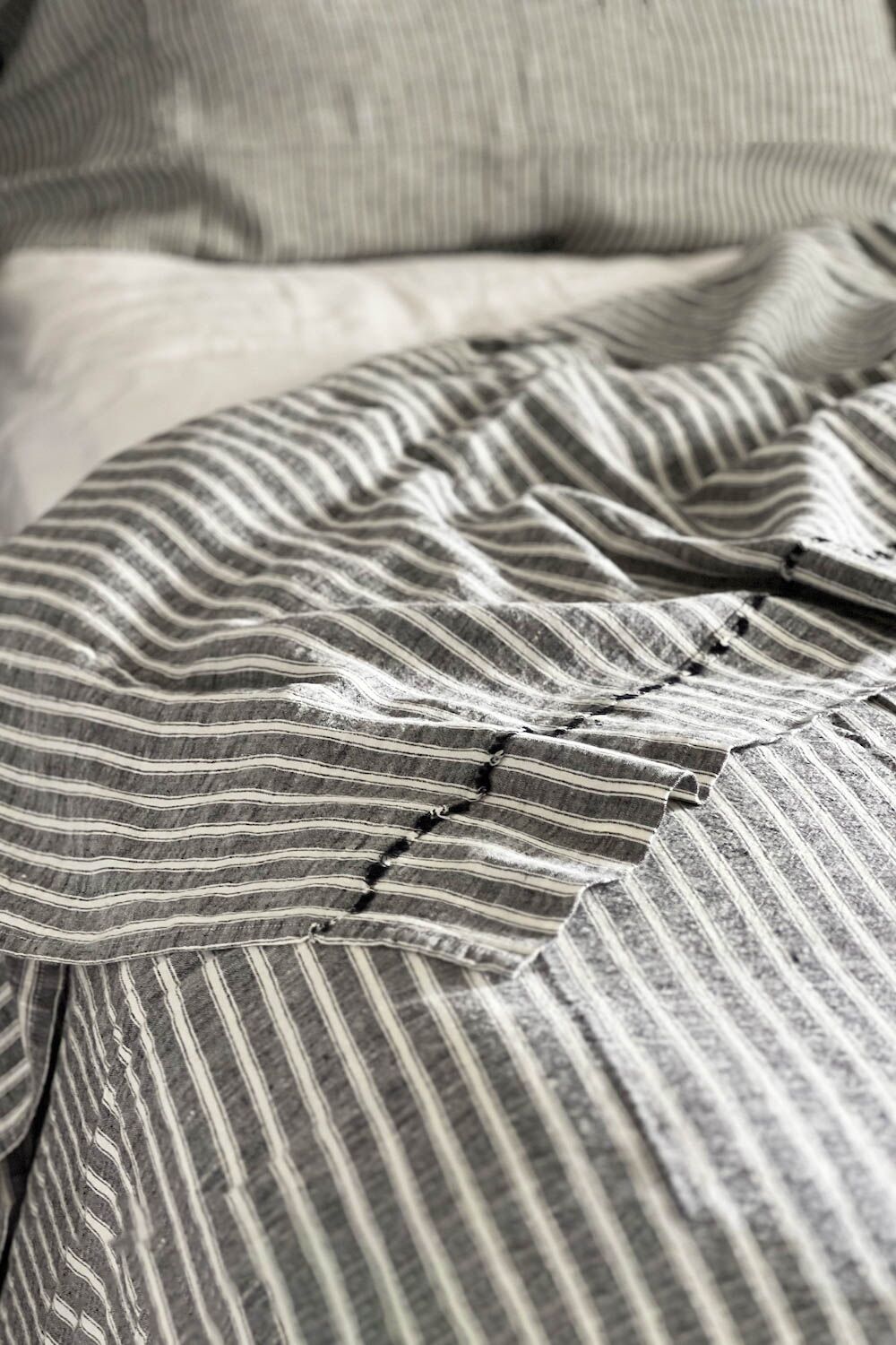 Black & White Ticking Linen Flatsheet