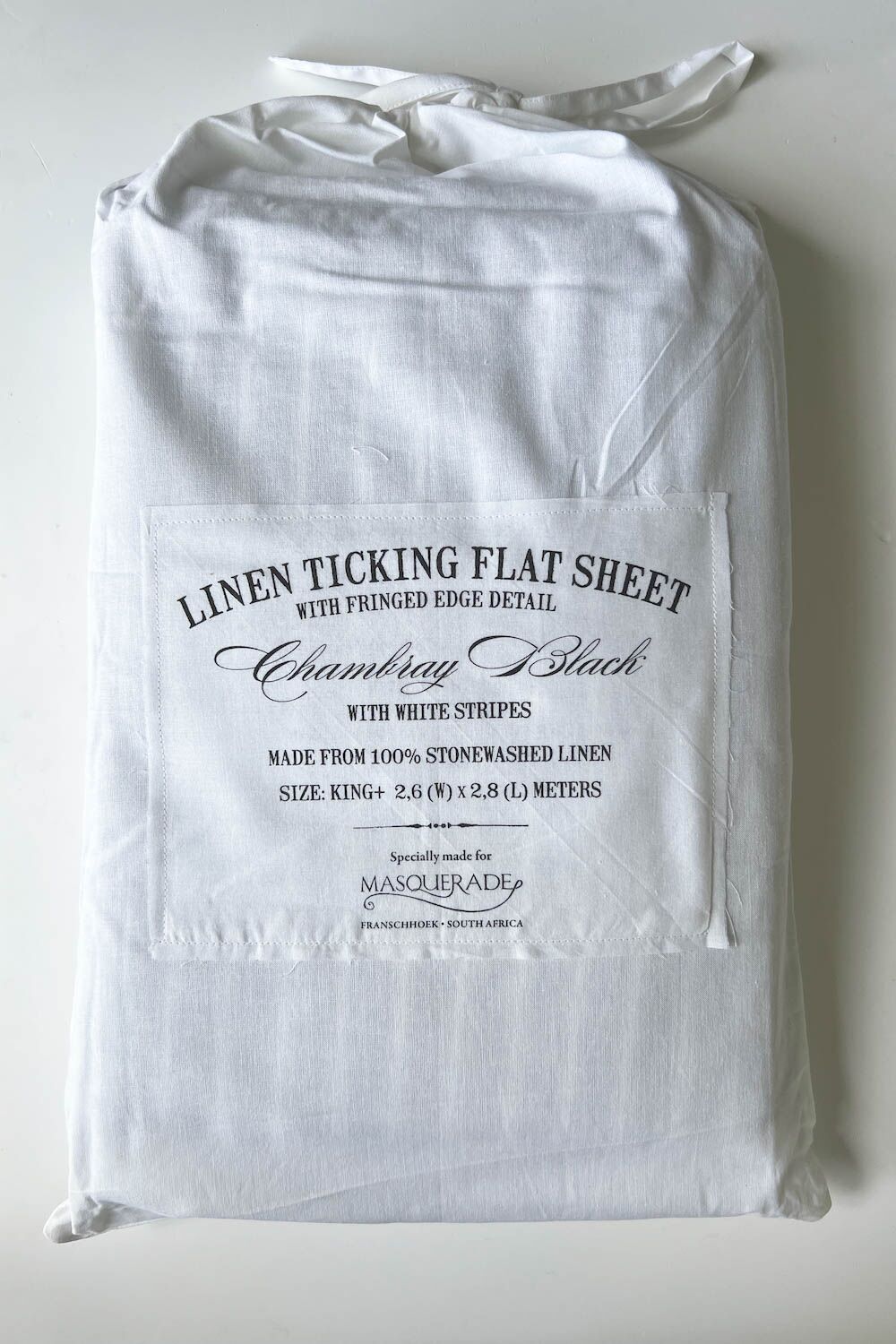 Black & White Ticking Linen Flatsheet - Image 6