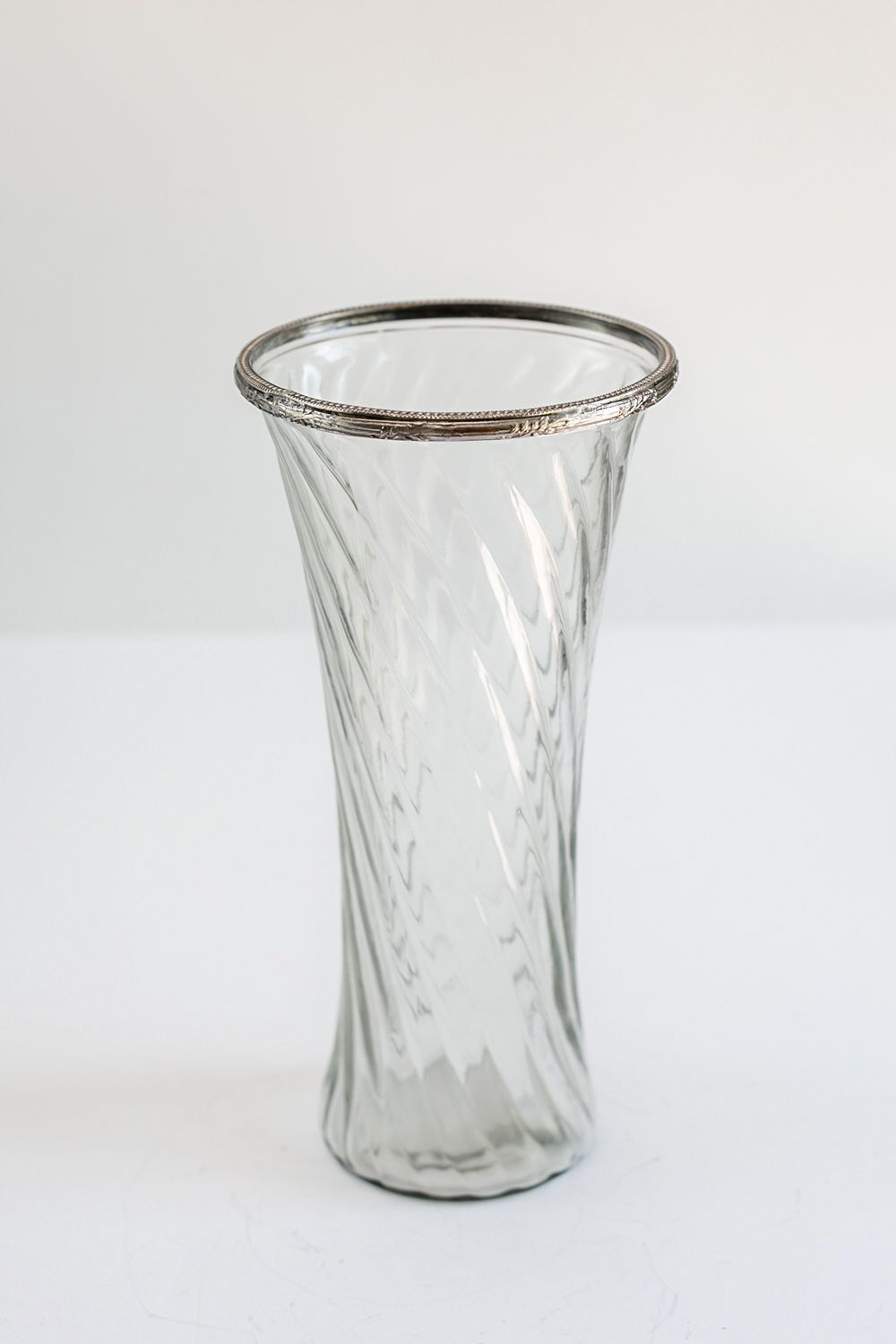 Swirl Glass Vase with Silver Rim