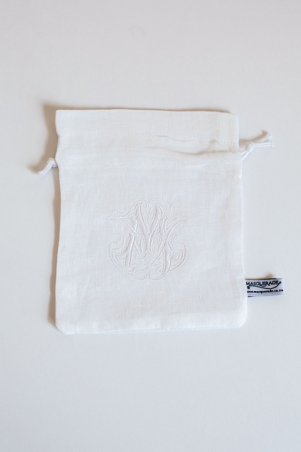 Embroidered Monogram Linen Drawstring Bag - Image 2