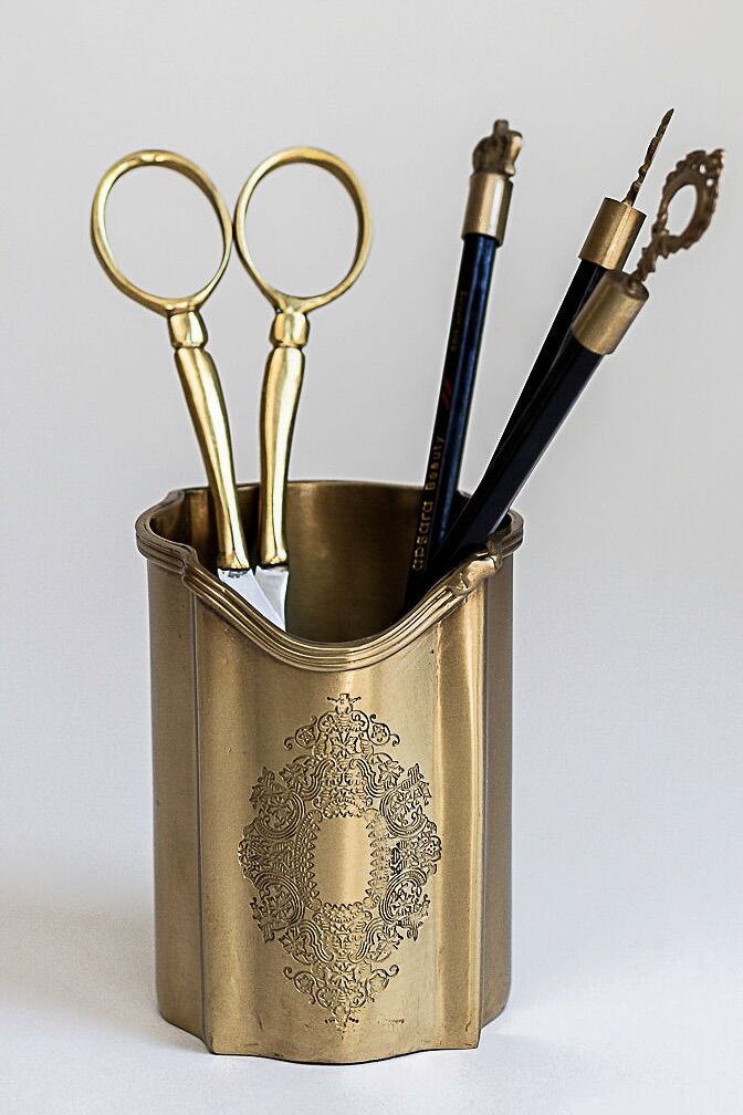 Brass Pen Holder for Stylish Desk Organisation