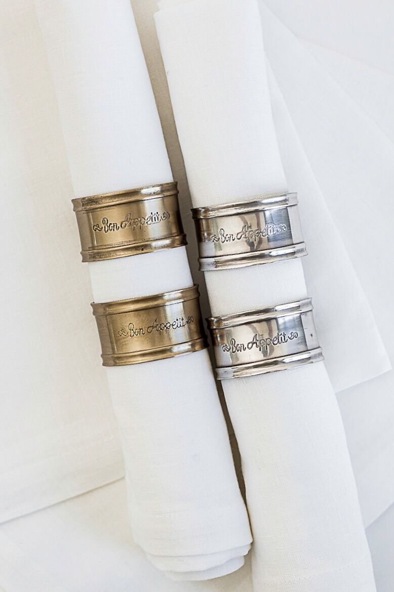 Bon Appétit Silver or Brass Napkin Rings