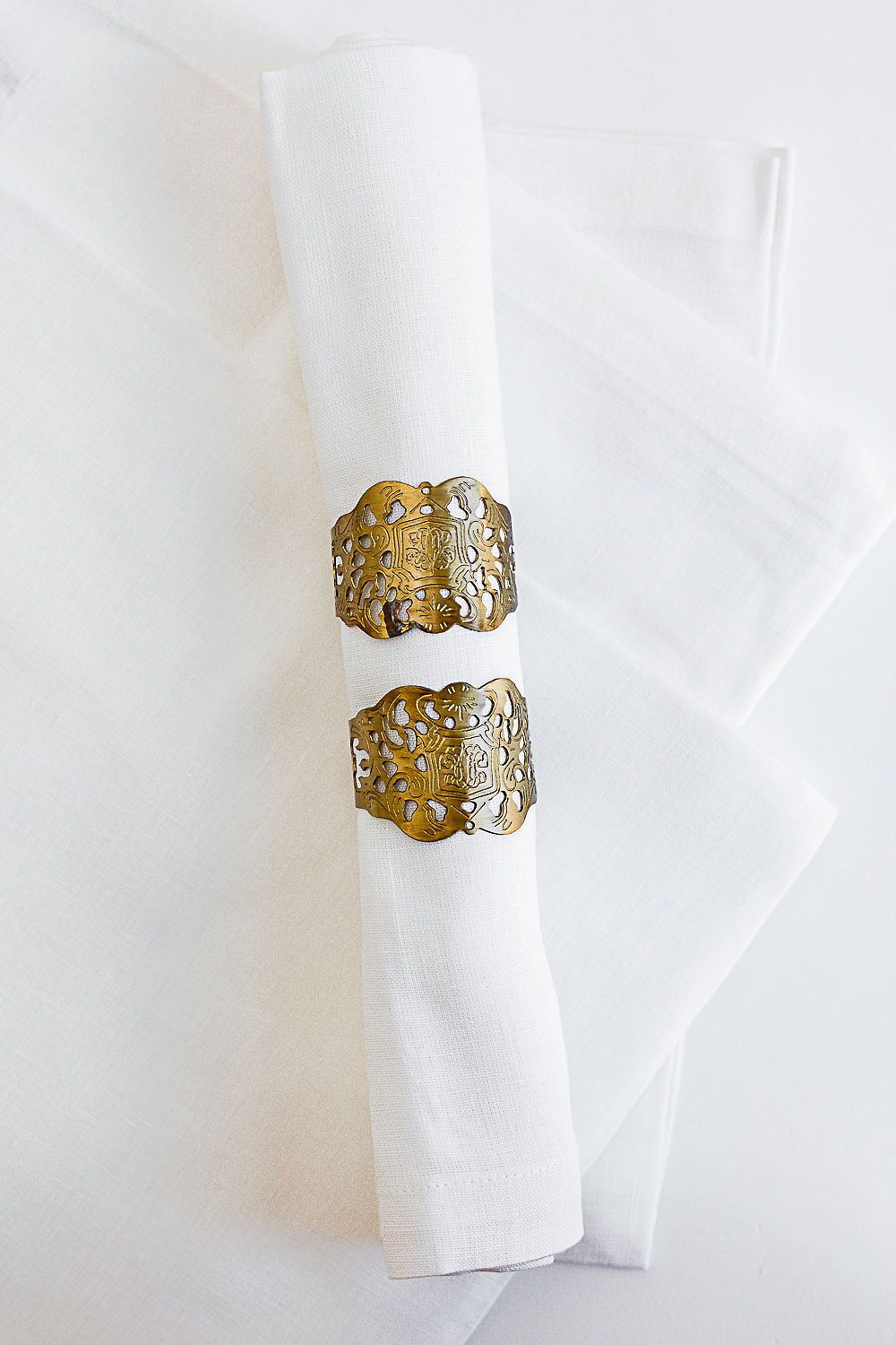 Brass Filigree Napkin Rings - Image 2