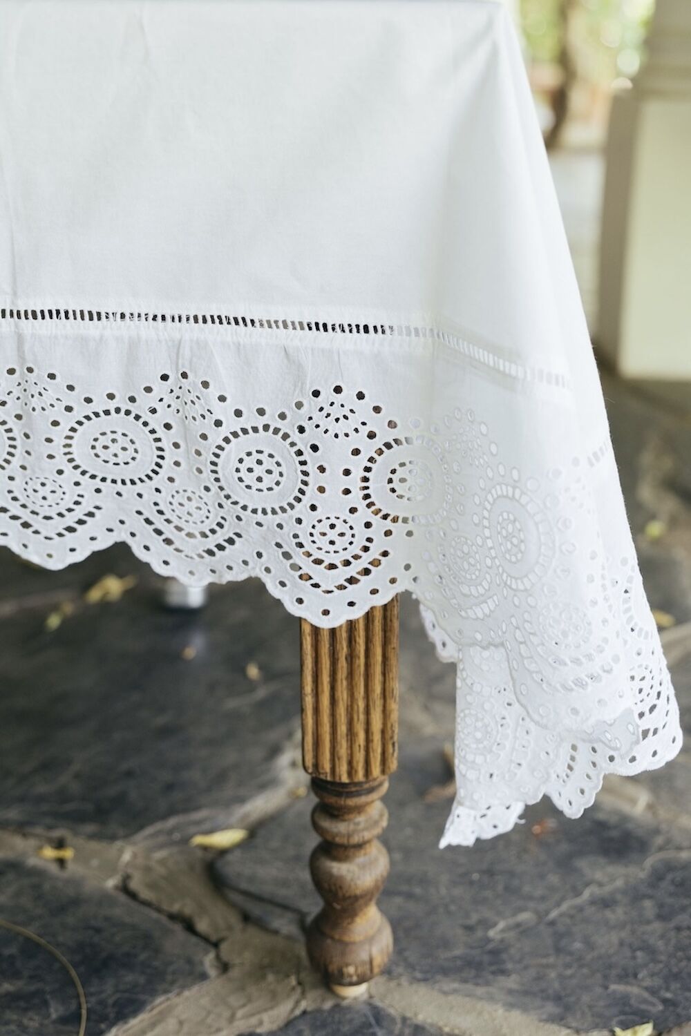 Cotton Tablecloth with Broderie Anglaise Border