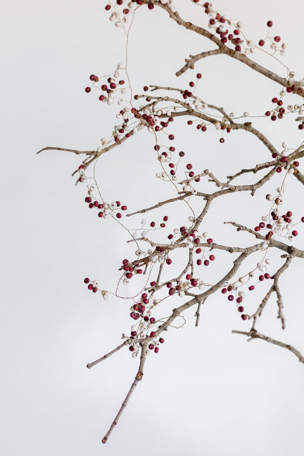 Red and White Wooden Bead Garland