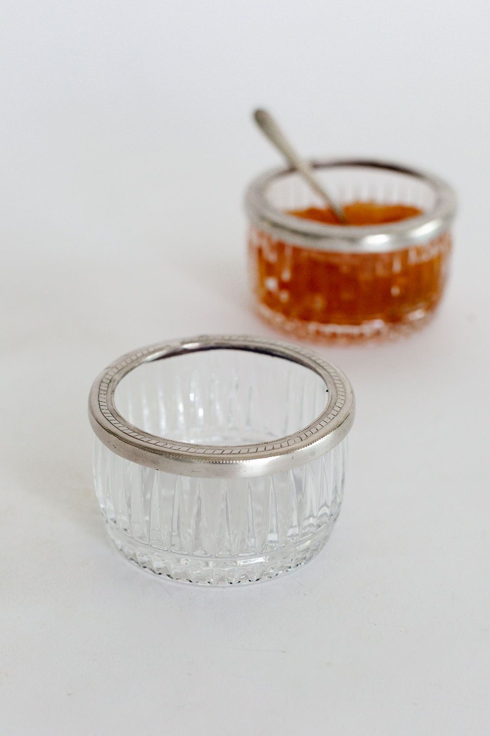 Silver Rim Glass Jam Bowl